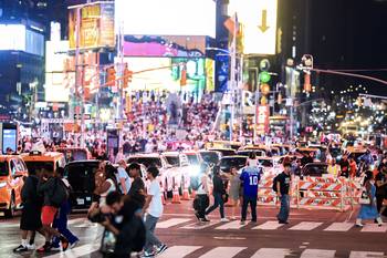Times Square, en Manhattan, el 4 de junio. · Foto: Charly Triballeau, AFP