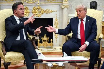 Mark Rutte, secretario general de la OTAN, y Donald Trump, el 14 de julio, en la Oficina Oval de la Casa Blanca. · Foto: Andrew Caballero Reynolds, AFP