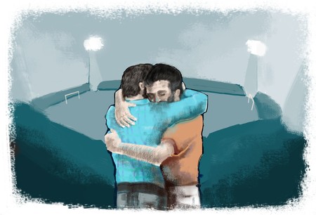 El refugiado, ilustración de Jerónimo Lamas. El refugiado, ilustración de Jerónimo Lamas.