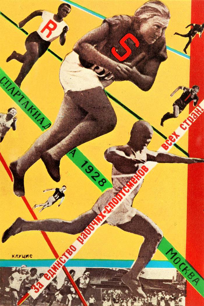 Afiche de Gustav Klucis para las Espartaquiadas de 1928 en Moscú