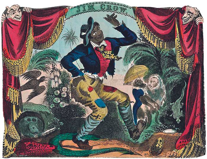 Afiche de Thomas Rice como Jim Crow, del Bowery Theatre, Nueva York, 1833. Sin datos de autor/a.