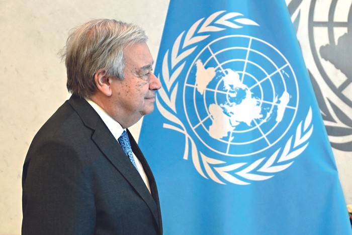 António Guterres en la sede de las Naciones Unidas en Nueva York, Estados Unidos, el 25 de abril. · Foto: Fatih Aktas / Anadolu / AFP