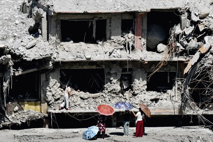 Distrito nepalí de Nuwakot, el 22 de setiembre, en la frontera con China, tras la inundación de agosto que causó la muerte de al menos 1.446 personas. · Foto: Prakash Mathema / AFP