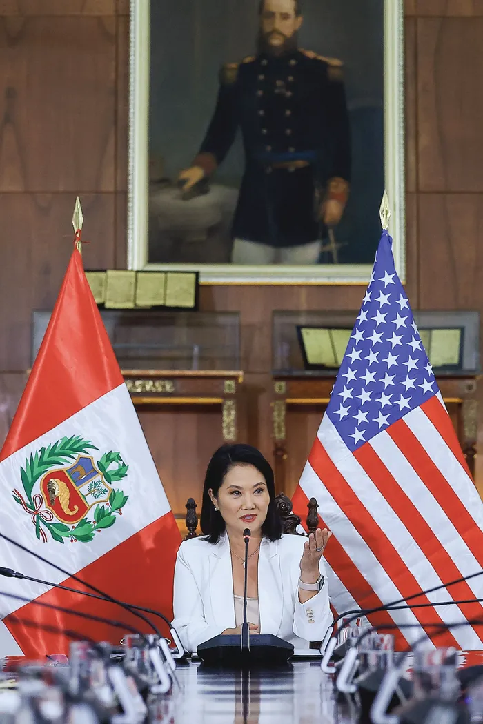 Keiko Fujimori, presidenta de Perú, recibe a Marco Rubio en el Palacio de Gobierno. · Foto: Lino Chipana / Presidencia Perú