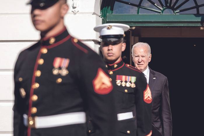 Joe Biden en la Casa Blanca, en Washington DC, durante la visita de Kishida Fumio, primer ministro japonés, el 13 de enero. · Foto: Allison Bailey / NurPhoto / AFP
