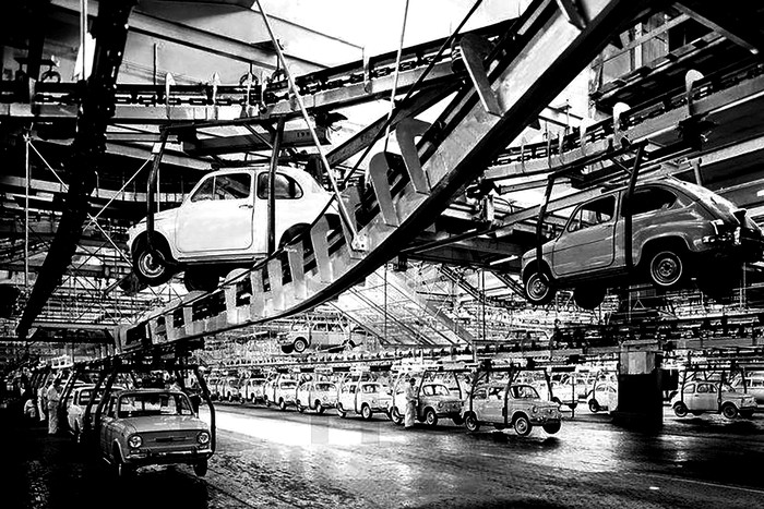 Fábrica Fiat Mirafiori en Turin en 1955. Foto: sin datos de autoría / Fiat.