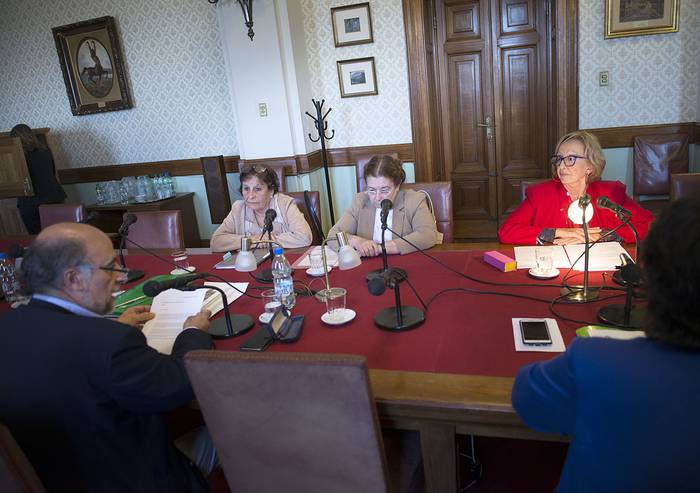 Pablo Mieres, Alex Mazzei, Edith Moraes y María Julia Muñoz, en la Comisión de Educación y Cultura del Senado. 
 · Foto: Andrés Cuenca