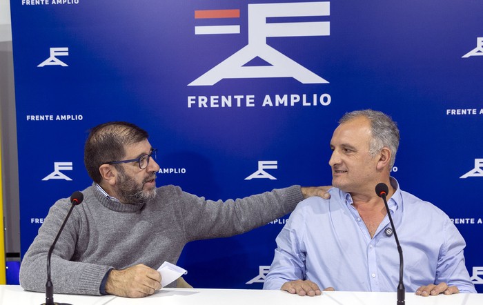 Fernando Pereira y Daniel Ximénez, ayer, en La Huella de Seregni. · Foto: Rodrigo Viera Amaral