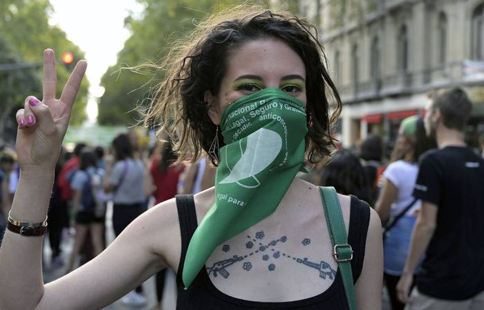 Manifestación en el Día Internacional de la Mujer, el 8 de marzo de 2019, en Buenos Aires. · Foto: Juan Mambromata, AFP