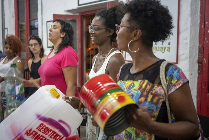 Ensayo del bloque antirracista en la casa de la cultura afrouruguaya (archivo, marzo del 2020). · Foto: Mariana Greif