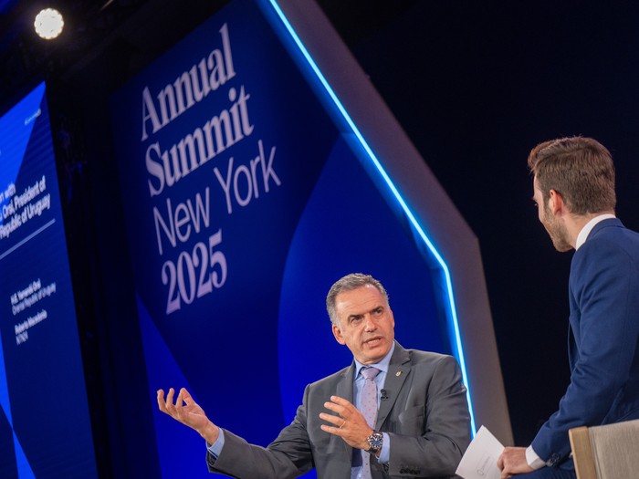 Yamandú Orsi, el 22 de setiembre, durante la Cumbre Anual Concordia 2025, en Nueva York. · Foto: Martín Pérez, Presidencia de la República