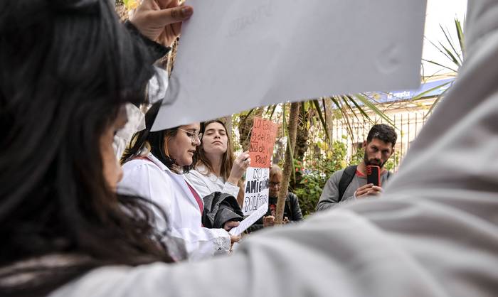 Manifestación del Sindicato de Docentes de Formación en Educación. · Foto: Natalia Ayala