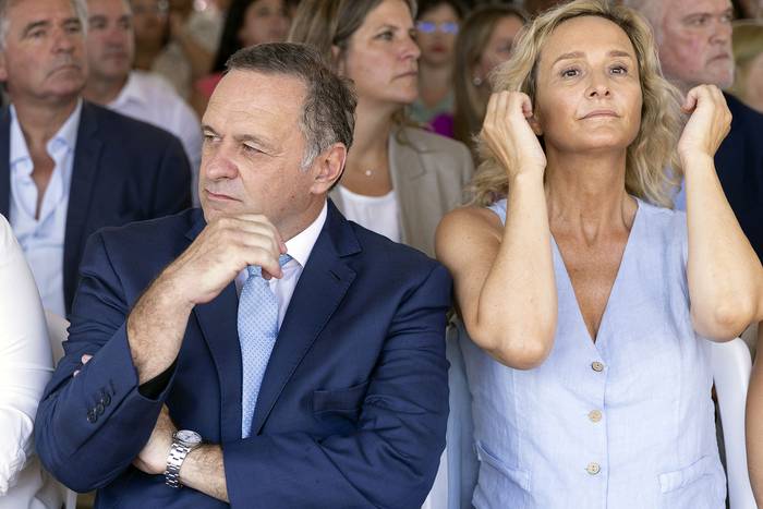 Álvaro Delgado y Laura Raffo (archivo, febrero de 2024). · Foto: Ernesto Ryan