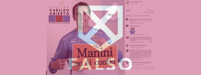 Foto principal del artículo 'VerificadoUy: No, Diego Godín no posó con un cartel de apoyo a Guido Manini Ríos'