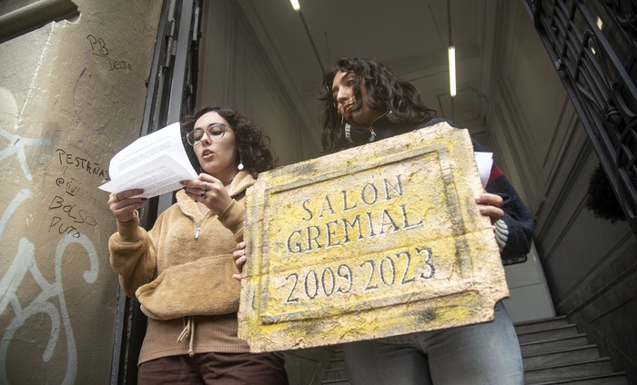 Actividad del gremio estudiantil del IAVA (archivo, abril de 2024). · Foto: Diego Vila