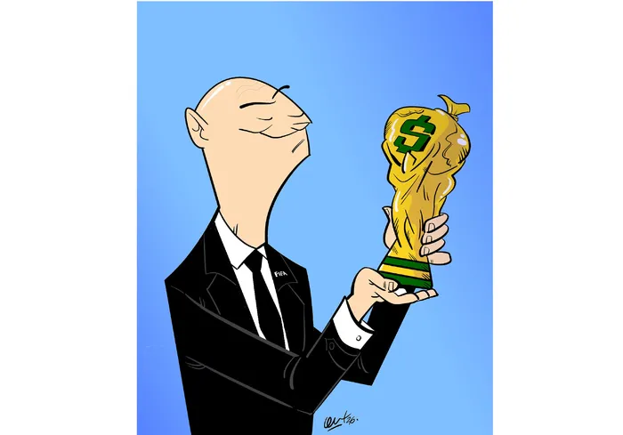 Foto principal del artículo 'Entrevista a Gianni Infantino' · Ilustración: Cristian Moreira (MiLoco)