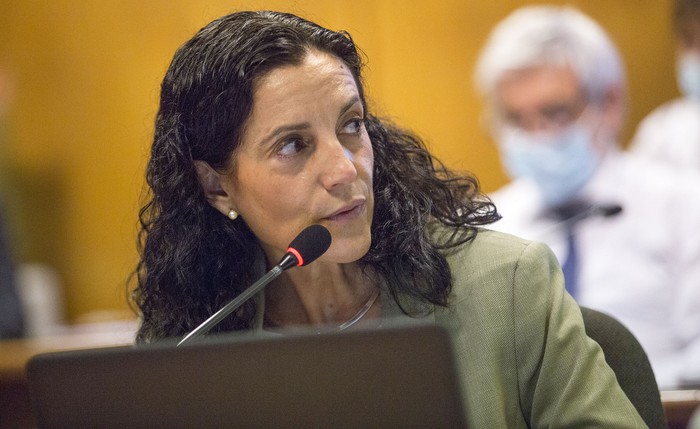 Azucena Arbeleche, en la Comisión de Presupuesto integrada con Hacienda (archivo, octubre de 2020). · Foto: .