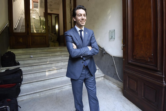 Juan Sartori el viernes 7, después de su reunión con Beatriz Argimón en la casa del Partido Nacional. Foto: Federico Gutiérrez.