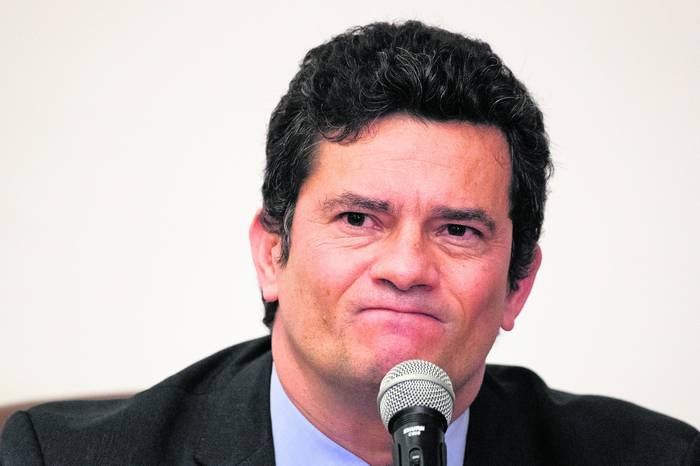 Sérgio Moro durante una conferencia de prensa el viernes 24 de abril, en Brasilia. Foto: Joédson Alves, EFE.