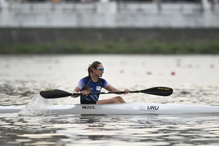 Emilia Milich clasificó en quinta posición en la prueba final de K1 200m Femenino en Canotaje de Velocidad de los XIII Juegos Suramericanos Santa Fe 2026, el 25 de setiembre. · Foto: Sandro Pereyra, Agencia Gamba