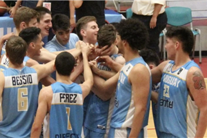 Festejo de Uruguay. Fuente: FIBA Américas.