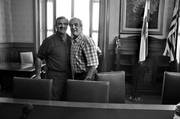 Jorge Larrañaga y Luis Alberto Heber, ayer, en el Palacio Legislativo