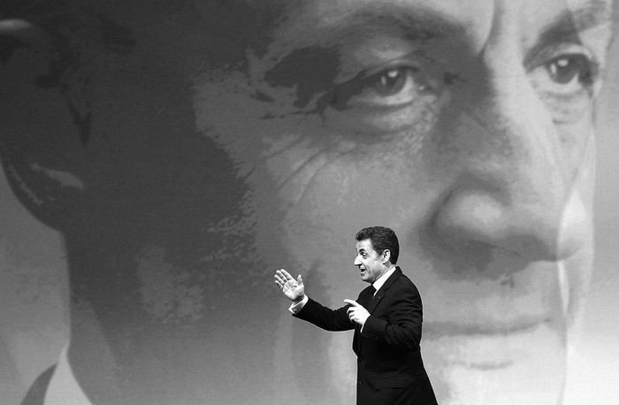 Nicolas Sarkozy, candidato a la reelección como presidente de Francia, ayer, durante su primer gran acto de campaña en Marsella, Francia. · Foto: Efe, Guillaume Horcajuelo