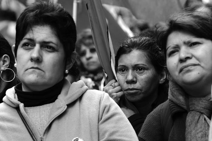 Movilización de trabajadores de la industria, ayer, en el centro de Montevideo · Foto: Nicolás Celaya