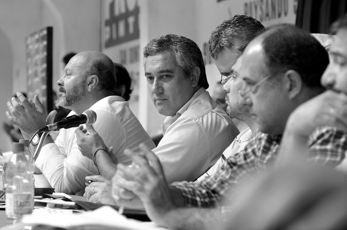 Directiva de AEBU Banca Oficial, durante la asamblea del sector, el miércoles 15.  · Foto: Nicolás Celaya