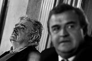  José Mujica y Jorge Larrañaga, ayer, en el Salón de Fiestas del Palacio Legislativo.