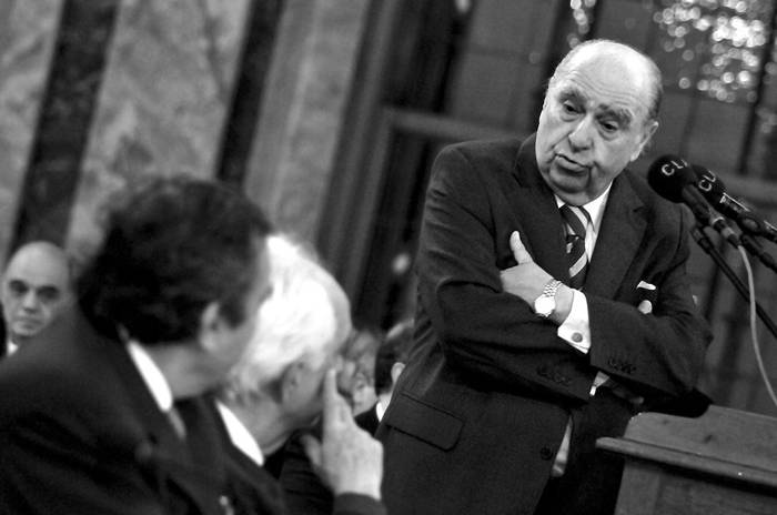 Intervención de Julio María Sanguinetti en el acto realizado el 19 de julio en el Palacio Legislativo.  · Foto: Javier Calvelo