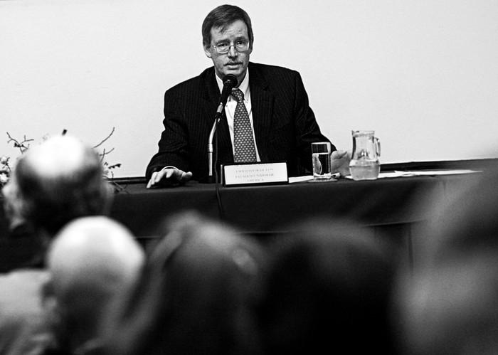 David Nelson, embajador de Estados Unidos, en la Cámara Mercantil.  · Foto: Victoria Rodríguez