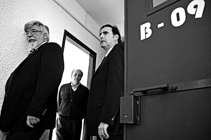 El ministro del Interior, Eduardo Bonomi, el diputado Javier García y el comisionado parlamentario para el sistema carcelario, Álvaro Garcé, en la recorrida por las obras de la nueva cárcel de Punta de Rieles. · Foto: Javier Calvelo