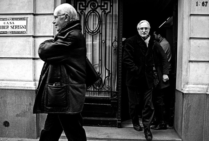 Enrique Rubio y Eduardo Lorier el lunes 16 de agosto luego de la reunión
de los cabezas de lista del Frente Amplio con Gonzalo Fernández. · Foto: Victoria Rodríguez