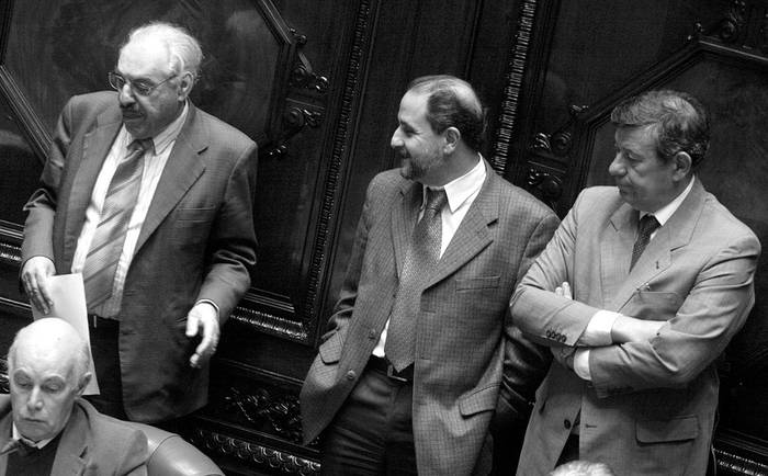Alberto Couriel, Enrique Rubio, Jorge Saravia y Rodolfo Nin Novoa, en el Senado. (archivo, setiembre de 2010) · Foto: Victoria Rodríguez