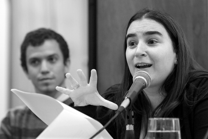 Álvaro Brunini y Verónica Amarante, durante la mesa “Diagnósticos y desafíos a nivel nacional”. · Foto: Fernando Morán