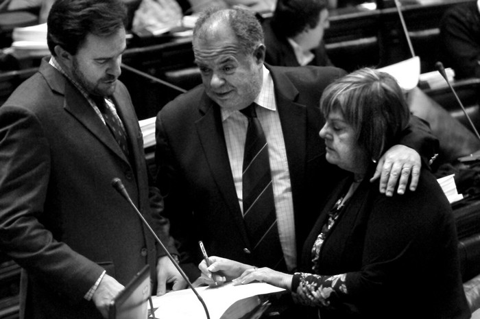 Germán Cardoso, Jaime Trobo y Daisy Tourné, ayer en la sesión de Diputados. · Foto: Javier Calvelo