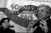 Tabaré Vázquez, ayer, durante su intervención en el comité del Frente Amplio Cuaró.