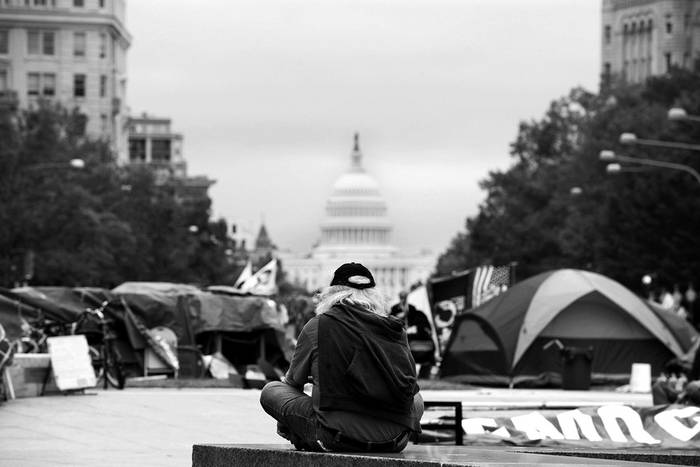 Participantes en el movimiento Occupy DC en la Freedom Plaza de Washington DC, Estados Unidos. · Foto: Efe, Shawn Thew
