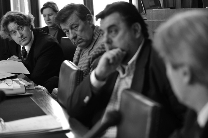 Rafael Michelini, Rodolfo Nin, Eber da Rosa y Ope Pasquet, ayer, en la comisión de Constitución y Códigos del Senado · Foto: Javier Calvelo