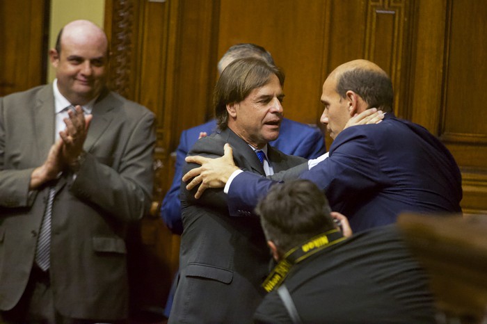 Martín Lema y Luis Lacalle Pou en la Cámara de Diputados · Foto: .
