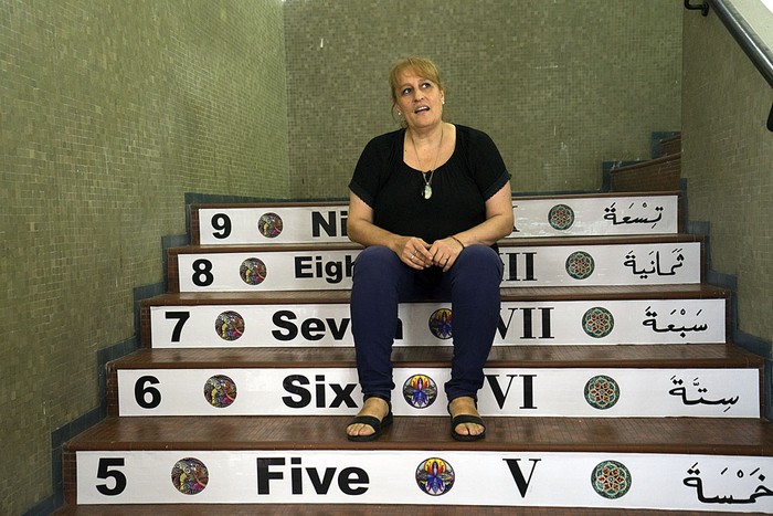 Beatriz Guigou, en el liceo 71. Foto: Mariana Greif