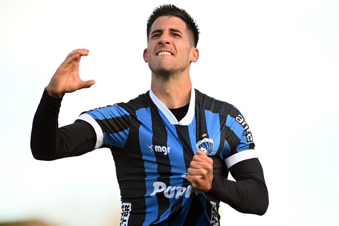 Martín Rea tras su gol a Cerro Largo, el 18 de mayo, en Belvedere. · Foto: Alessandro Maradei
