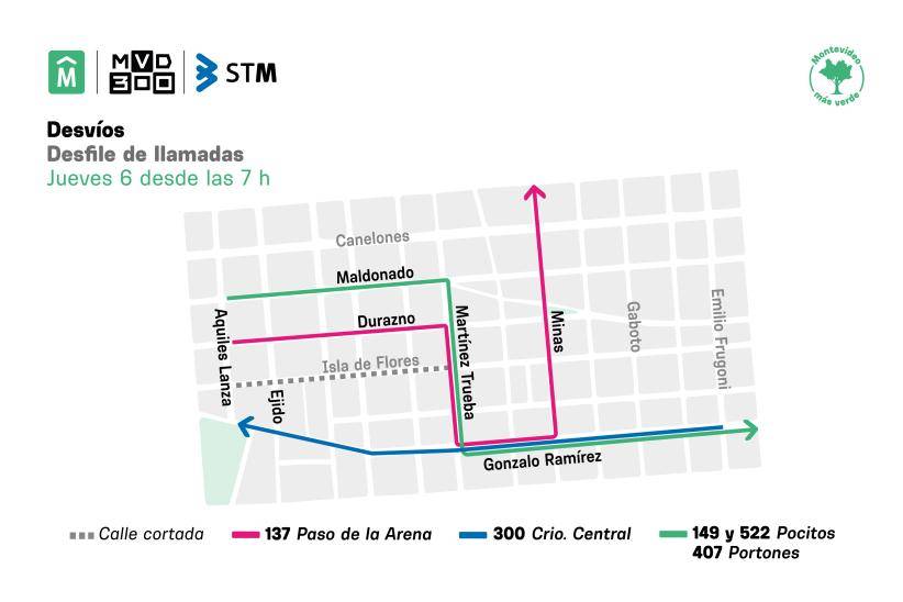 desvío jueves 6/02 por las Llamadas