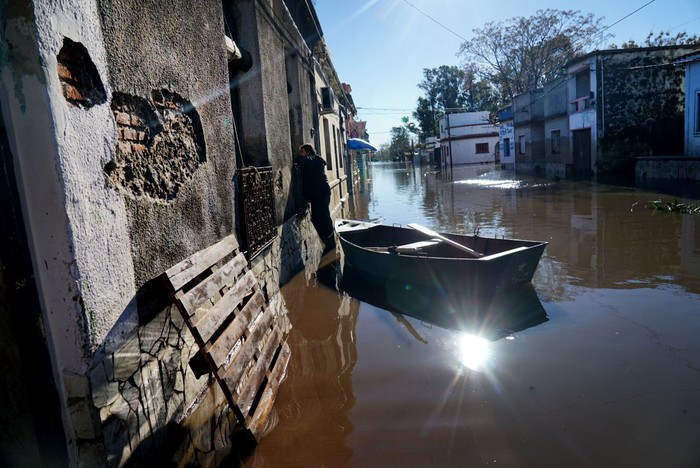 Inundaciones en la ciudad de Santa Lucía, hoy.  · Foto: Mariana Greif