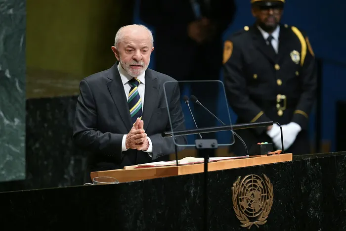Luiz Inácio Lula da Silva, durante su discurso inaugural del 81º período de sesiones de la Asamblea General de las Naciones Unidas, el 22 de setiembre en Nueva York. · Foto: Angela Weiss, AFP