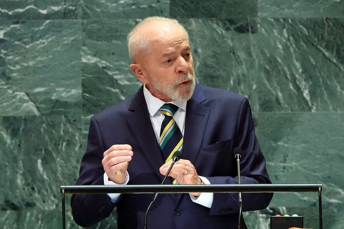 Luiz Inácio Lula da Silva durante la Asamblea General de las Naciones Unidas, el 24 de setiembre, en la ciudad de Nueva York. · Foto: Michael M. Santiago / Getty Images / AFP