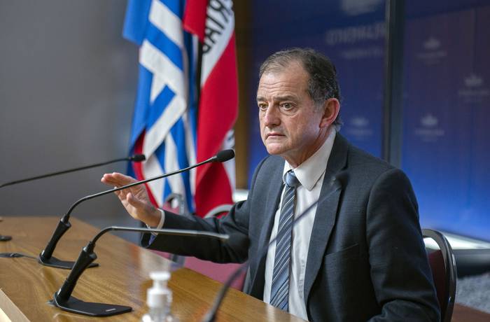 Guido Manini Ríos, el 2 de agosto, en el Parlamento. · Foto: Alessandro Maradei