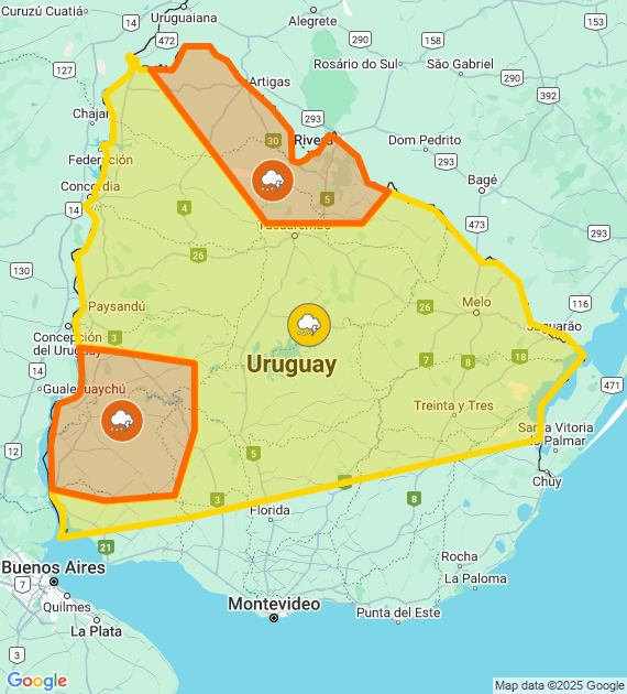 doble alerta naranja y amarilla
