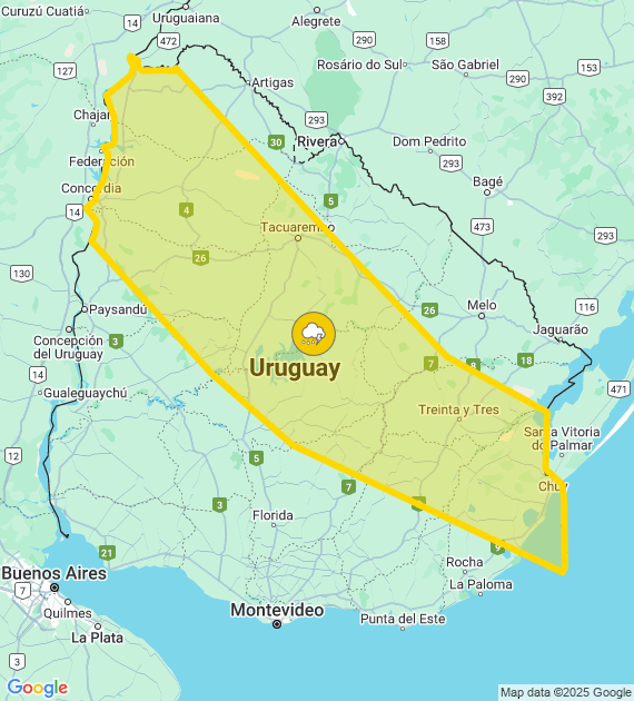 alerta Inumet 25/02 12.00